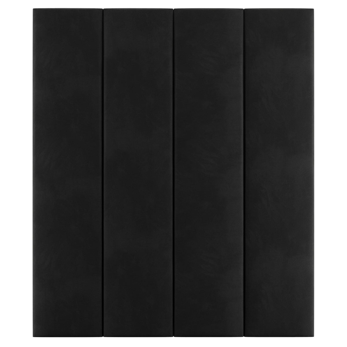 Four vertical black velvet upholstered wall panels for headboard or feature wall decor