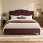 CK Living Loxley upholstered bed — front lifestyle view