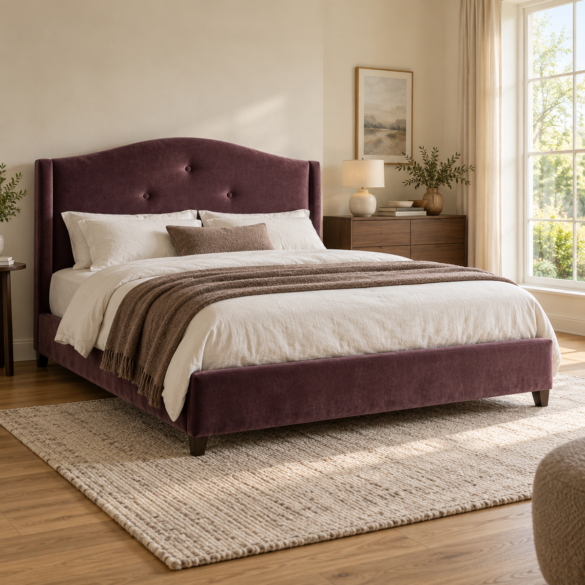 CK Living Loxley upholstered bed — square lifestyle visualisation