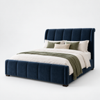 CK Living Lucerne upholstered bed — cold light-grey studio view