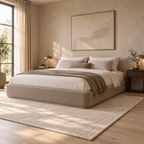 CK Living Portman upholstered bed — opposite-angle lifestyle view