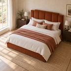 CK Living Sorrento upholstered bed — elevated lifestyle view