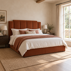 CK Living Sorrento upholstered bed — opposite-angle lifestyle view