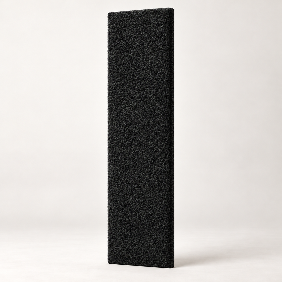 Black Teddy individual upholstered wall panel, 45cm wide, 200cm height shown — studio visualisation