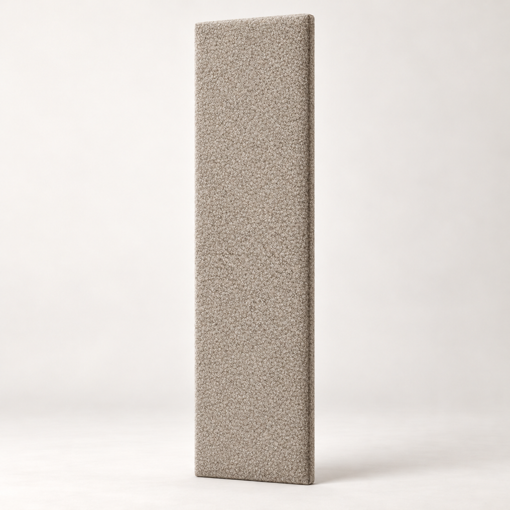 Mink Teddy individual upholstered wall panel, 45cm wide, 200cm height shown — studio visualisation