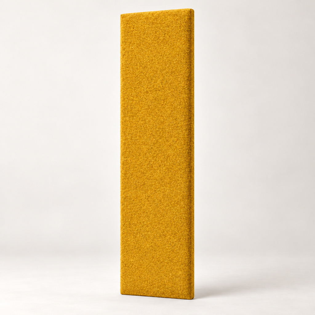 Saffron Teddy individual upholstered wall panel, 45cm wide, 200cm height shown — studio visualisation