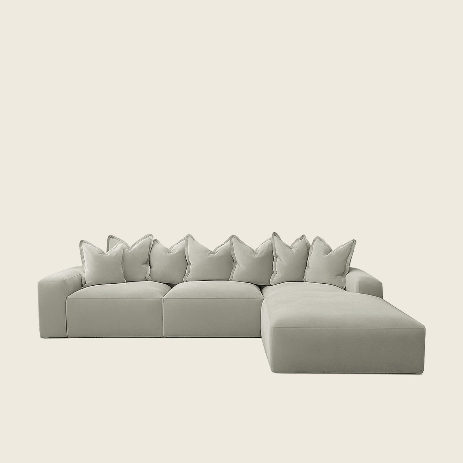 Velour Silver Velvet Pillow Back Sofa