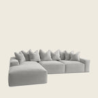 Luxury grey sectional sofa with plush cushions, modern design for living room comfort
