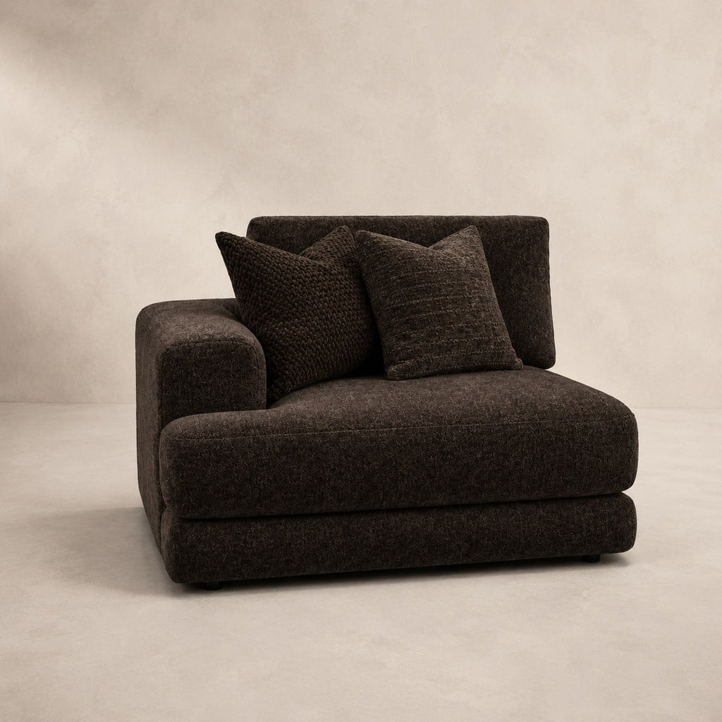 Aurelia 1 Seat One-Arm Module in Double Espresso on a clean stone studio background