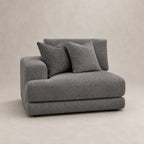 Aurelia 1 Seat One-Arm Module in Luxe Steel Grey on a clean stone studio background