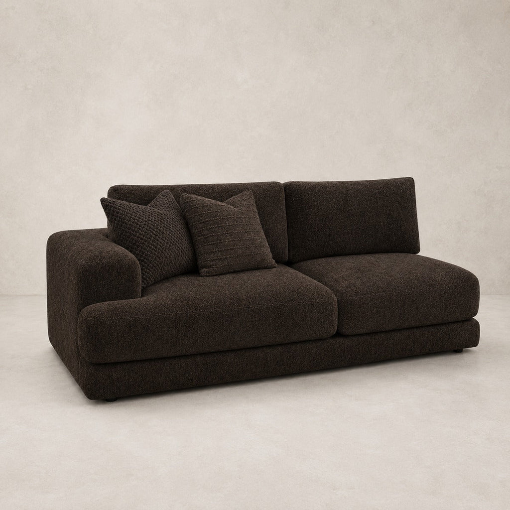 Aurelia 2 Seat One-Arm Module in Double Espresso on a clean stone studio background