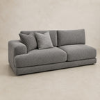 Aurelia 3 Seat One-Arm Module in Luxe Steel Grey on a clean stone studio background
