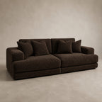 Aurelia 4 Seater Split Sofa in Double Espresso on a clean stone studio background