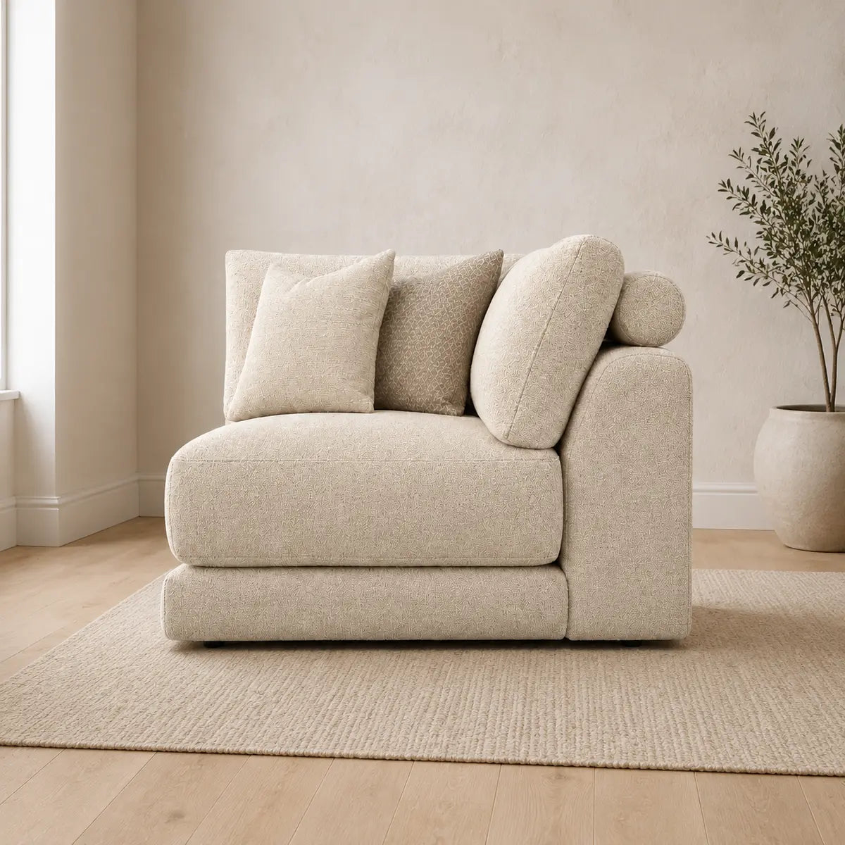 Aurelia Corner Module styled in a realistic premium living space