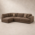Aurelia Large Corner Sofa in Coffee on a clean stone studio background