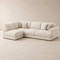 Aurelia Large Corner Sofa in Summer Beach on a clean stone studio background