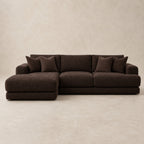 Aurelia Medium Chaise Sofa in Double Espresso on a clean stone studio background