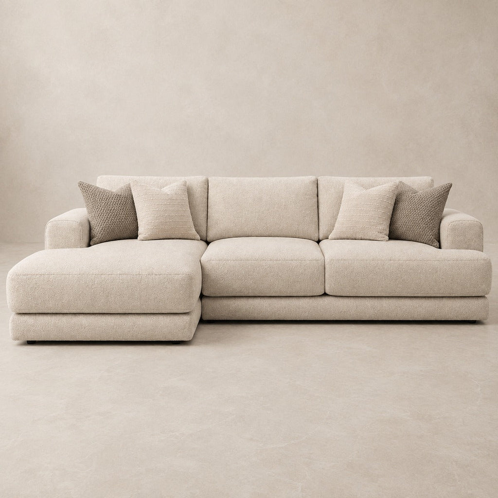 Aurelia Medium Chaise Sofa in Summer Beach on a clean stone studio background
