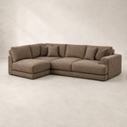Aurelia Medium Corner Sofa in Coffee on a clean stone studio background