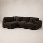 Aurelia Medium Corner Sofa in Double Espresso on a clean stone studio background