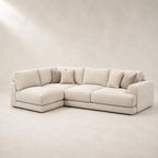 Aurelia Medium Corner Sofa in Summer Beach on a clean stone studio background