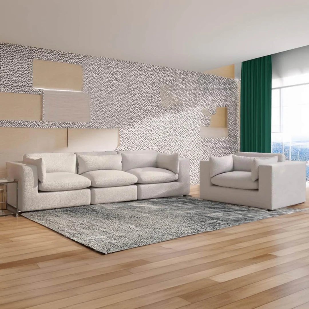 Cloud Bouclé 3 Seater & Love Seat Feather Sofa Set