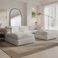 Luxury white textured sectional sofa with chaise in modern living room, perfect for UK homes