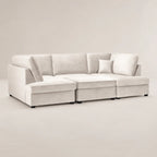 Luxury beige sectional sofa with chaise lounge and plush cushions, modern living room furniture
