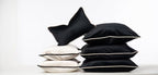 6 Piece Black & Cream Duck Feather Velvet Cushion Set – Luxury Scatter Cushions