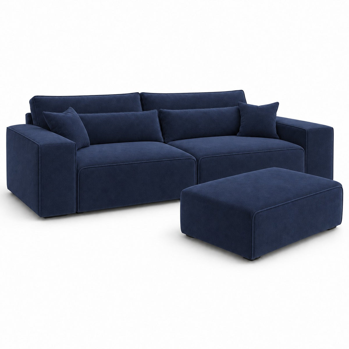 Dalton 3 seater sofa in pacific with matching footstool — plain background