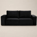 Luxury black velvet two-seater sofa with modern design, perfect for contemporary living rooms.