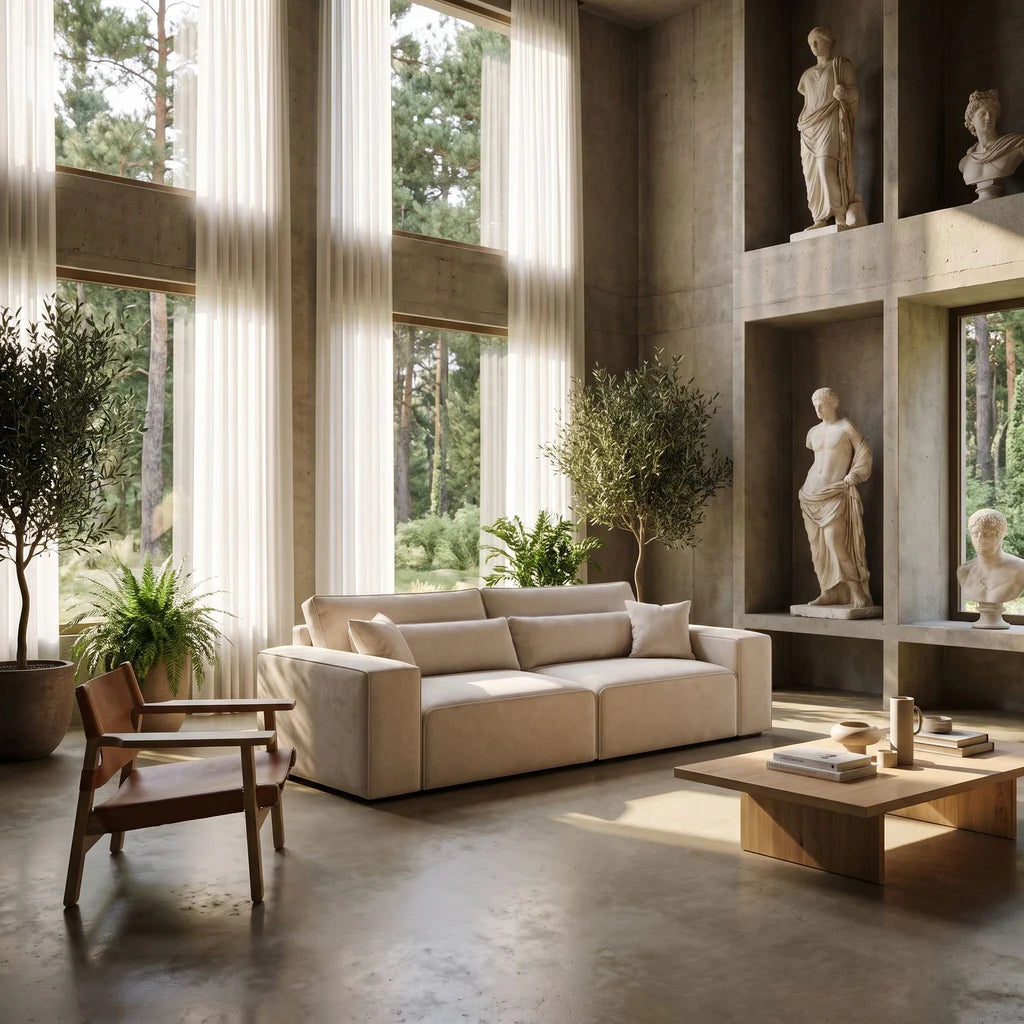 Dalton 3 seater sofa in Vanilla Cream in a sunlit living room