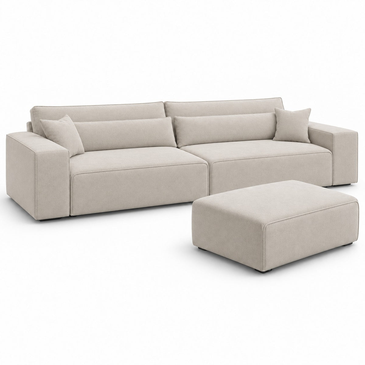 Dalton 4 seater sofa in vanilla cream with matching footstool — plain background