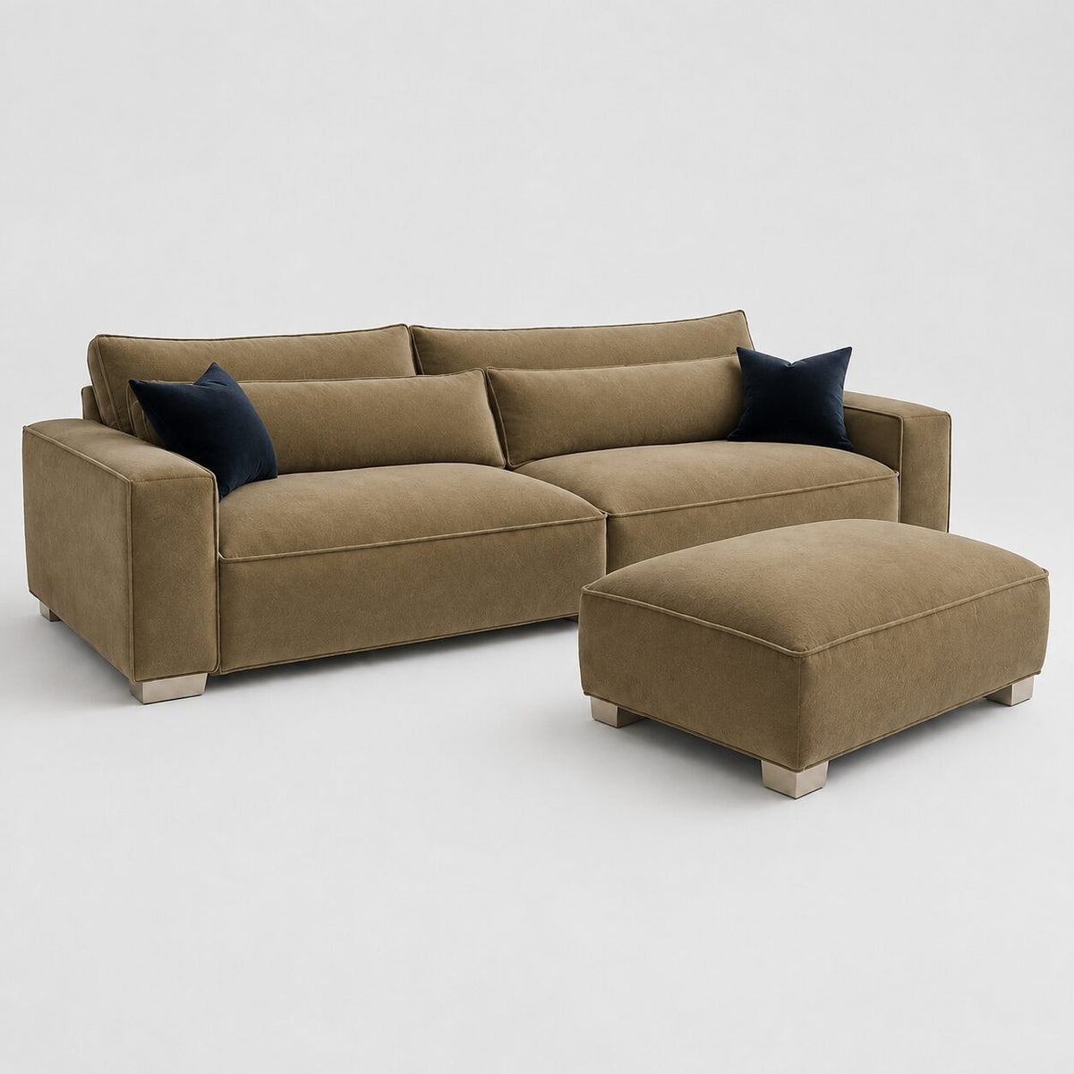 Dalton 4 Seater and Footstool Bundle in Champagne Mink velvet