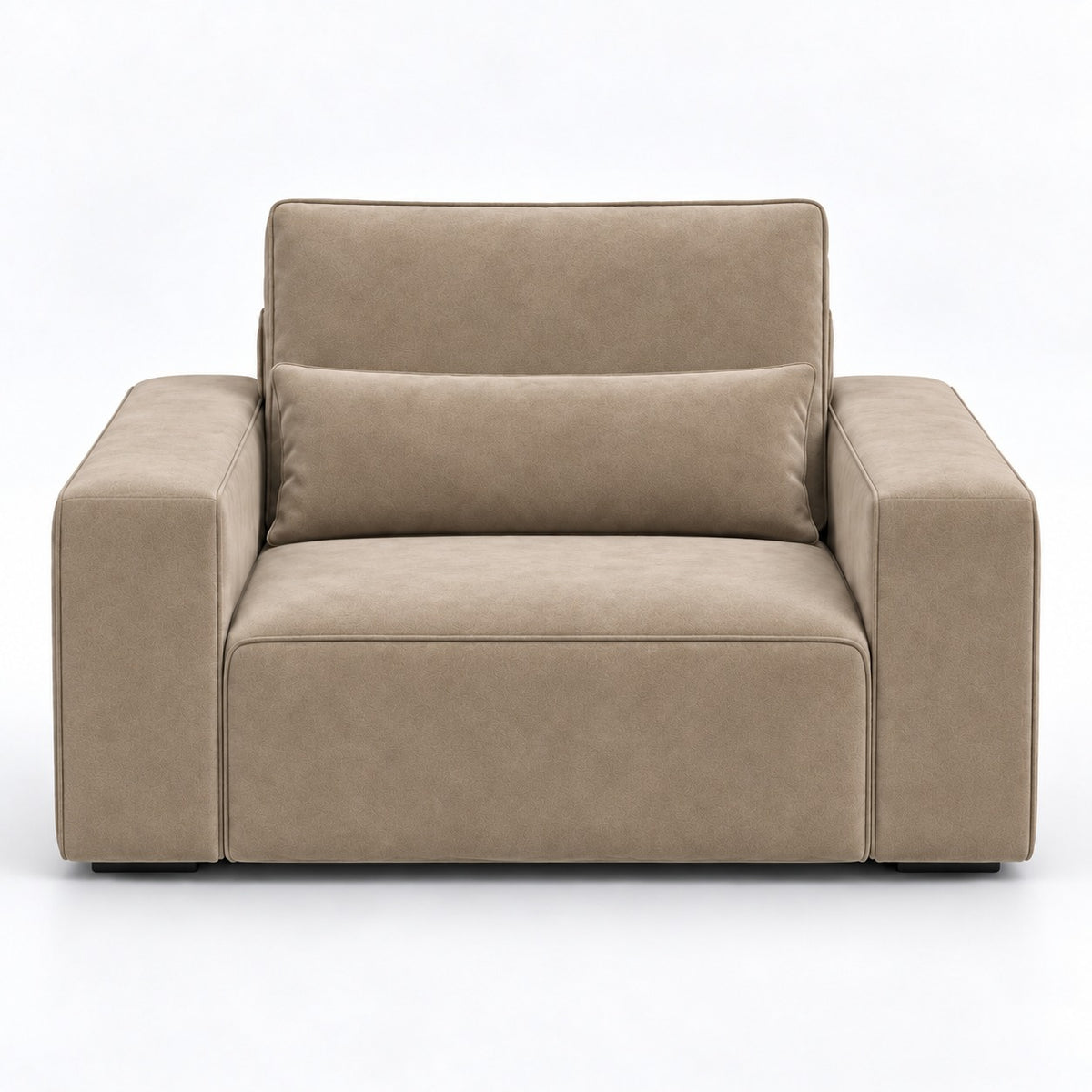 Dalton armchair in champagne mink with full-width lumbar cushion — plain background