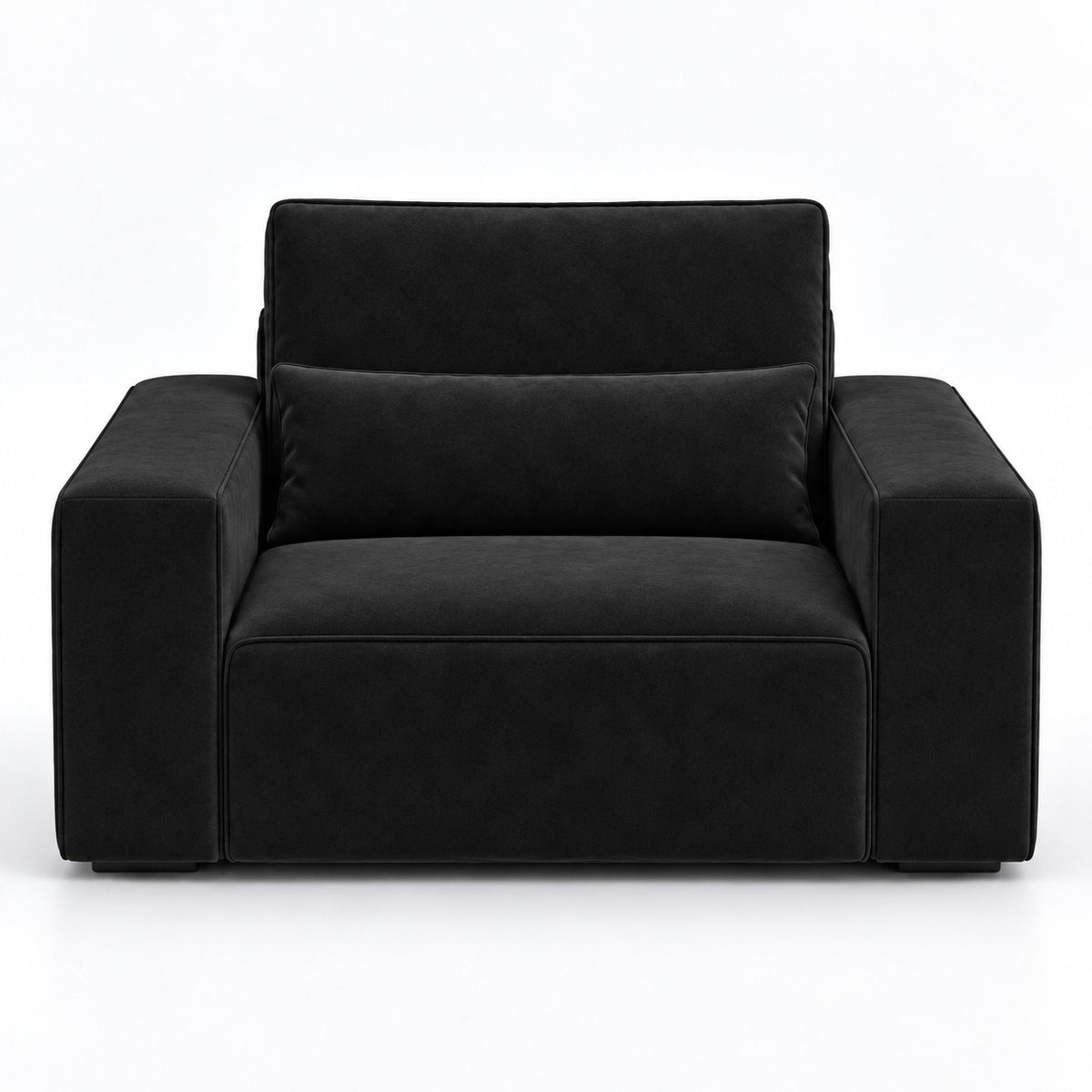 Dalton armchair in midnight noir with full-width lumbar cushion — plain background