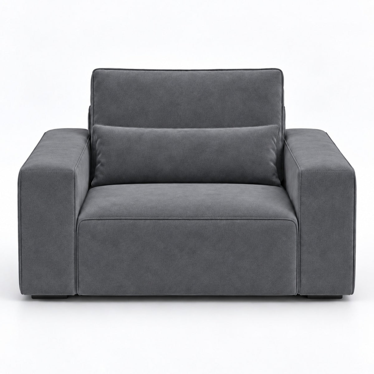 Dalton armchair in smoked steel with full-width lumbar cushion — plain background