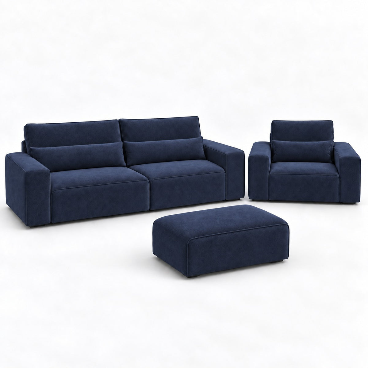 Dalton Master Set in pacific — sofa, armchair and matching footstool