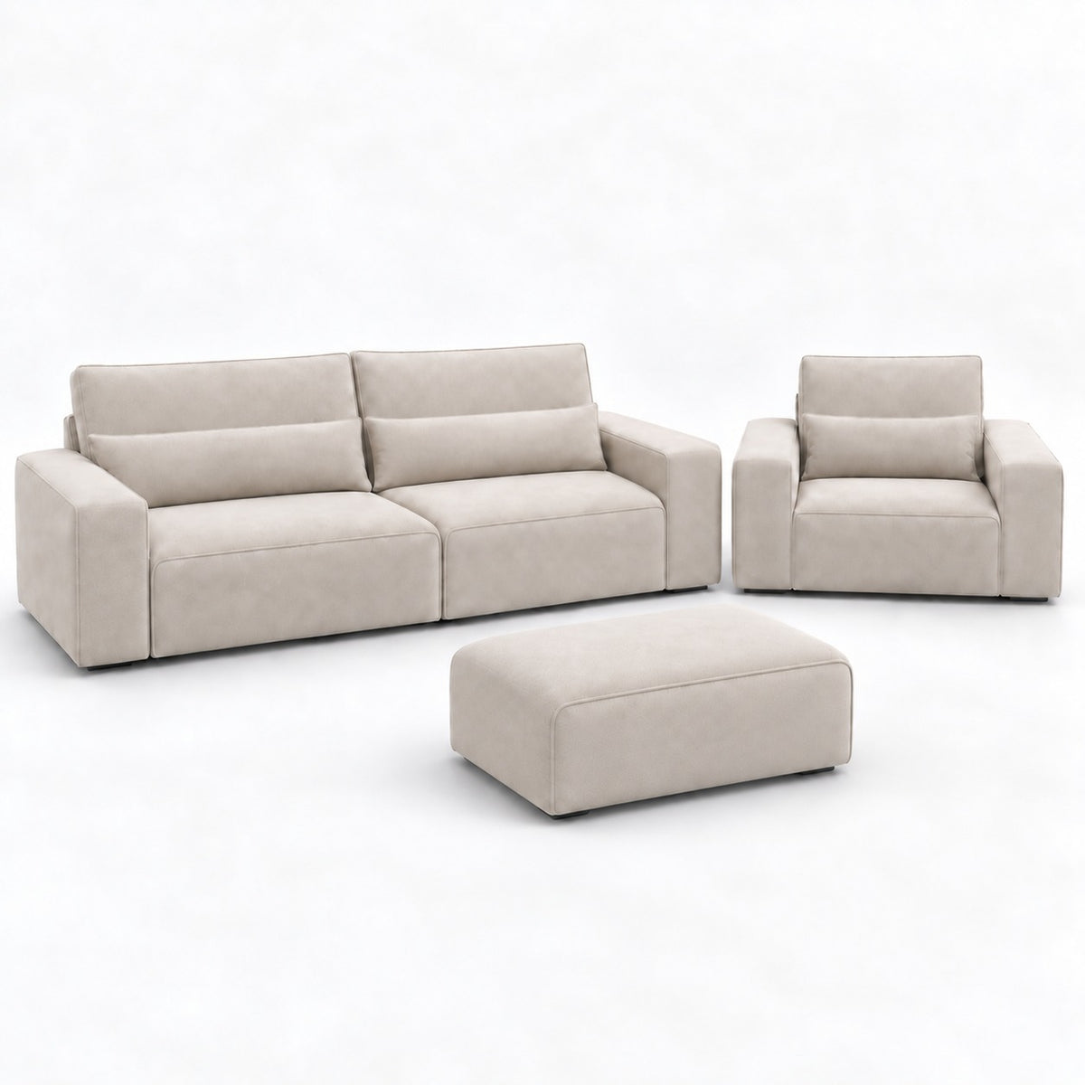 Dalton Master Set in vanilla cream — sofa, armchair and matching footstool