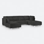 Dalton U-Shape Sofa in Midnight Noir on a plain light grey background