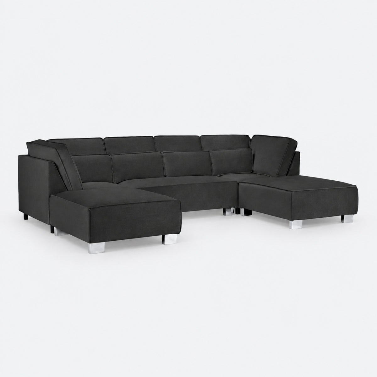 Dalton U-Shape Sofa in Midnight Noir on a plain light grey background