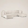 Luxury white sectional sofa with chaise lounges and chrome legs, modern living room furniture