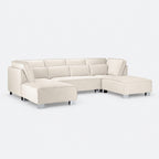 Dalton U-Shape Sofa in Vanilla Cream on a plain light grey background