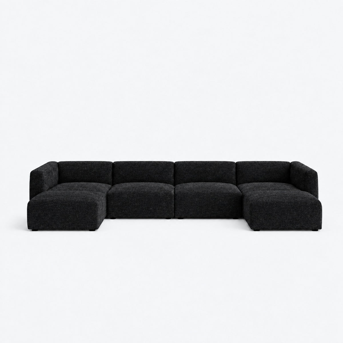 Delray modular sofa in black top — large U-shape shown; configuration varies by selected size
