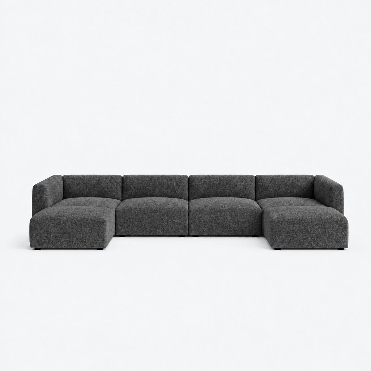 Delray modular sofa in luxe steel — large U-shape shown; configuration varies by selected size