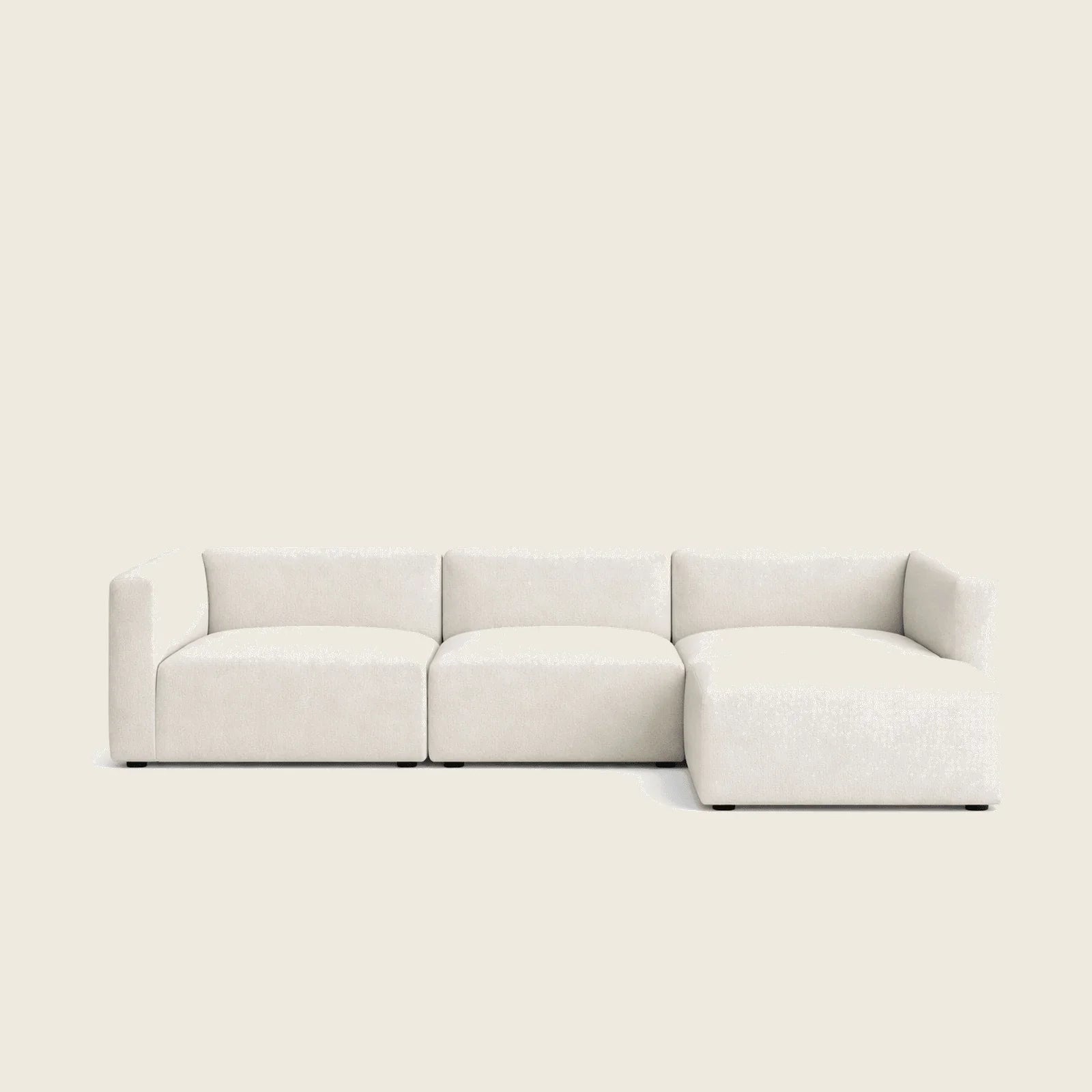 Modern white modular sectional sofa with chaise, luxury living room furniture