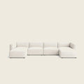 Modern white modular sectional sofa with chaise, luxury living room furniture