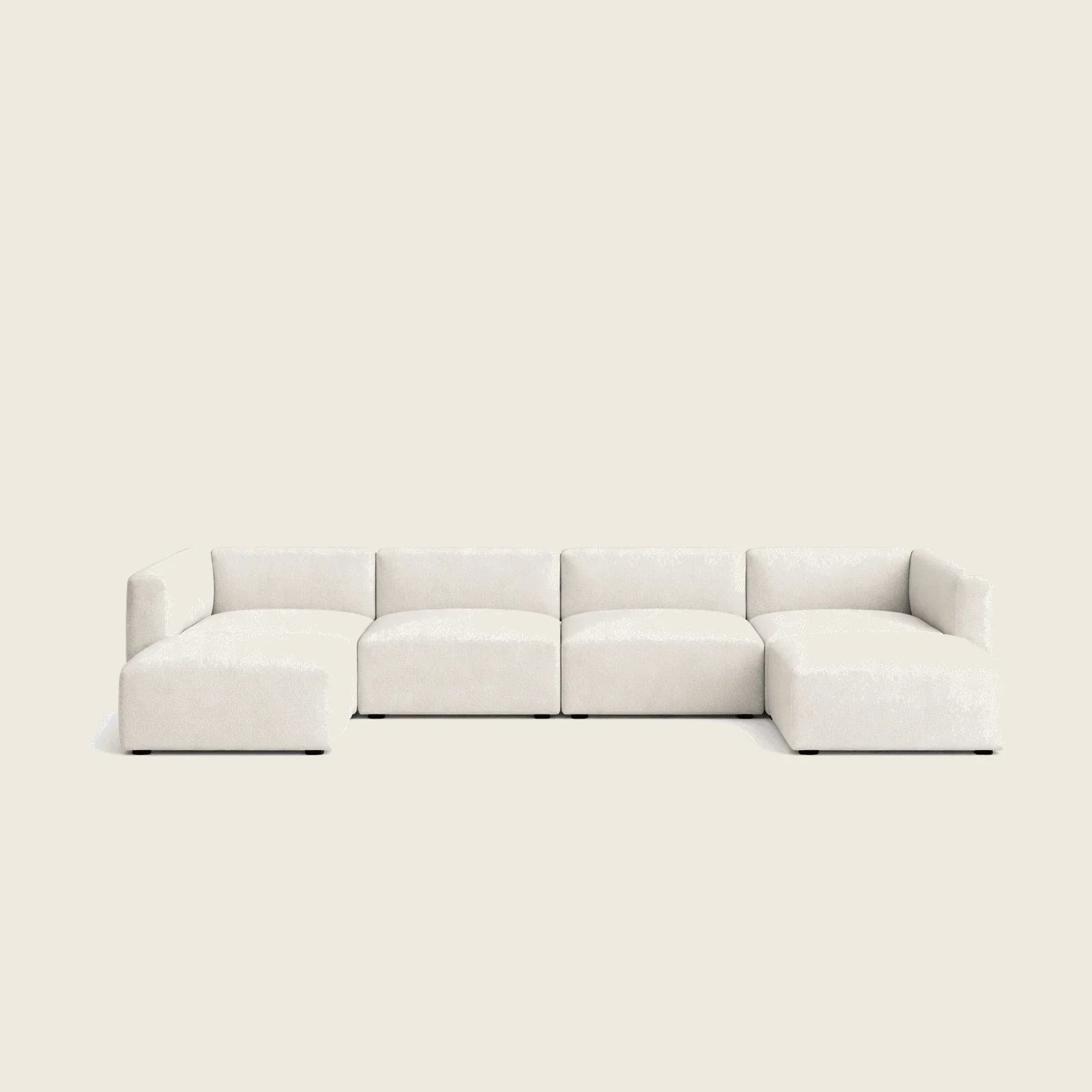Modern white modular sectional sofa with chaise, luxury living room furniture