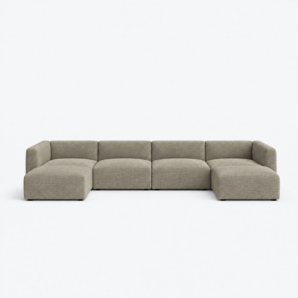 Delray modular sofa in summer beach — large U-shape shown; configuration varies by selected size