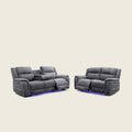 Grey recliner sofas with blue LED lighting, luxury living room furniture for comfort and style
